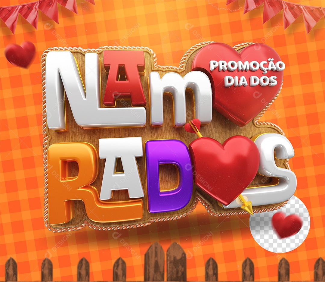 Selo 3D Promoção Dia dos Namorados Colorido para Composição PSD