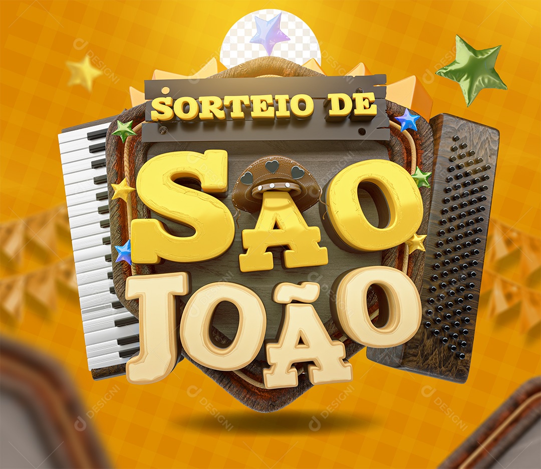 Sorteio de São João Selo 3D para Composição PSD