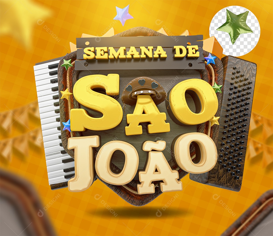 Semana de São João Selo 3D para Composição PSD