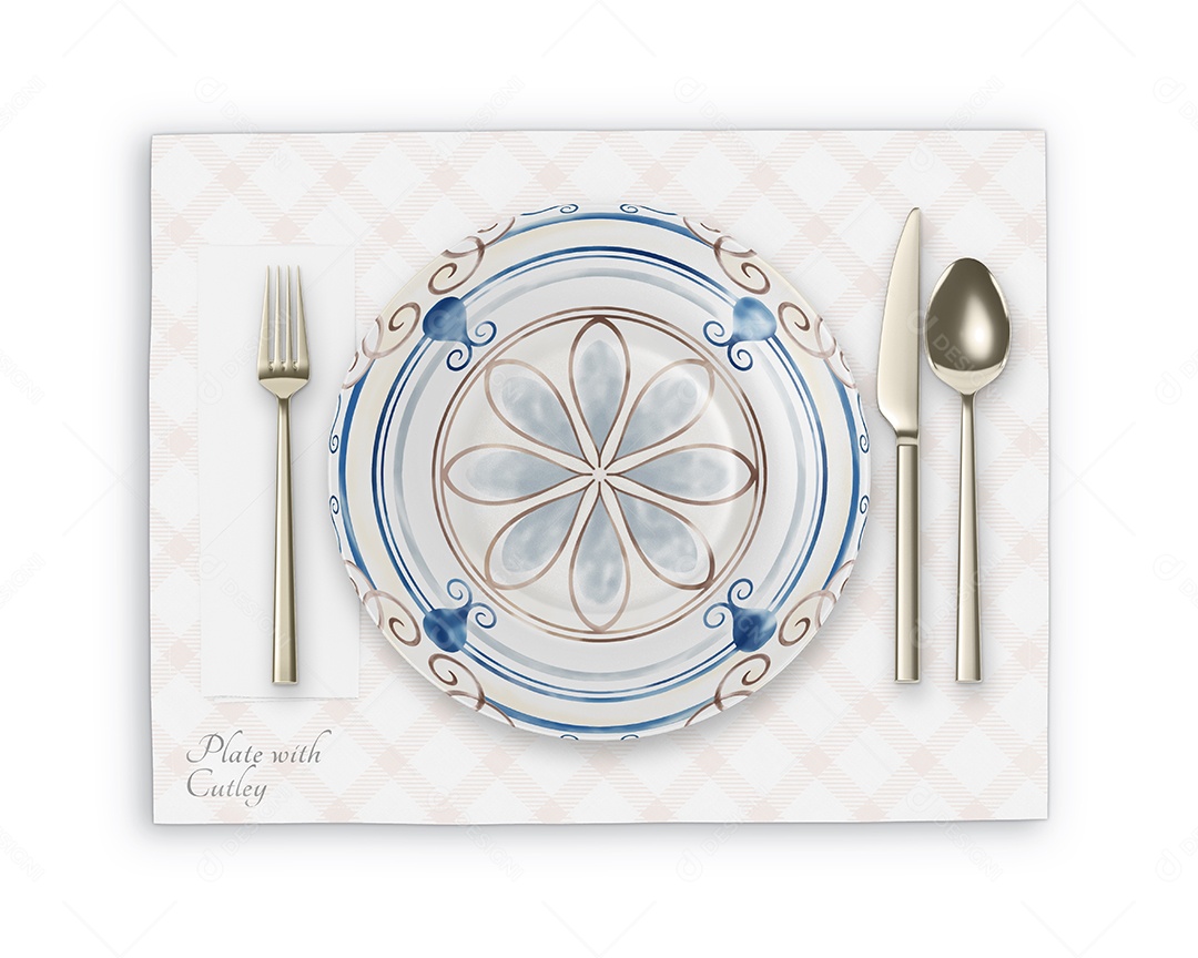 Prato Com Conjunto de Talheres PSD Editável Mockup