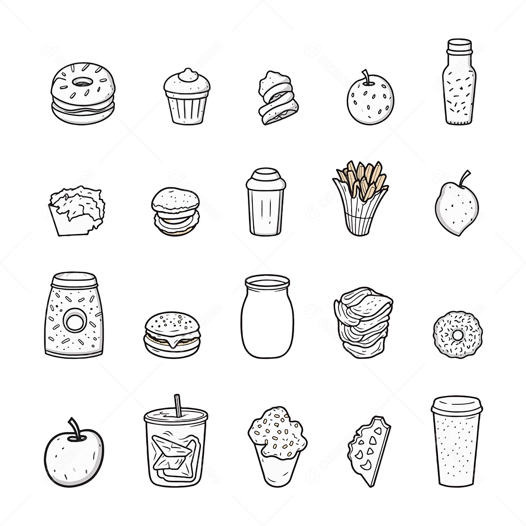 Conjunto de Ícones de Comida Vetor EPS