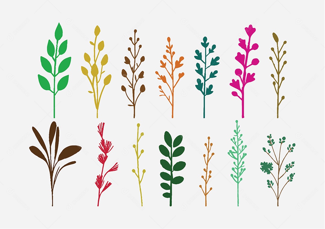 Conjunto de Plantas Ilustração Vetor EPS