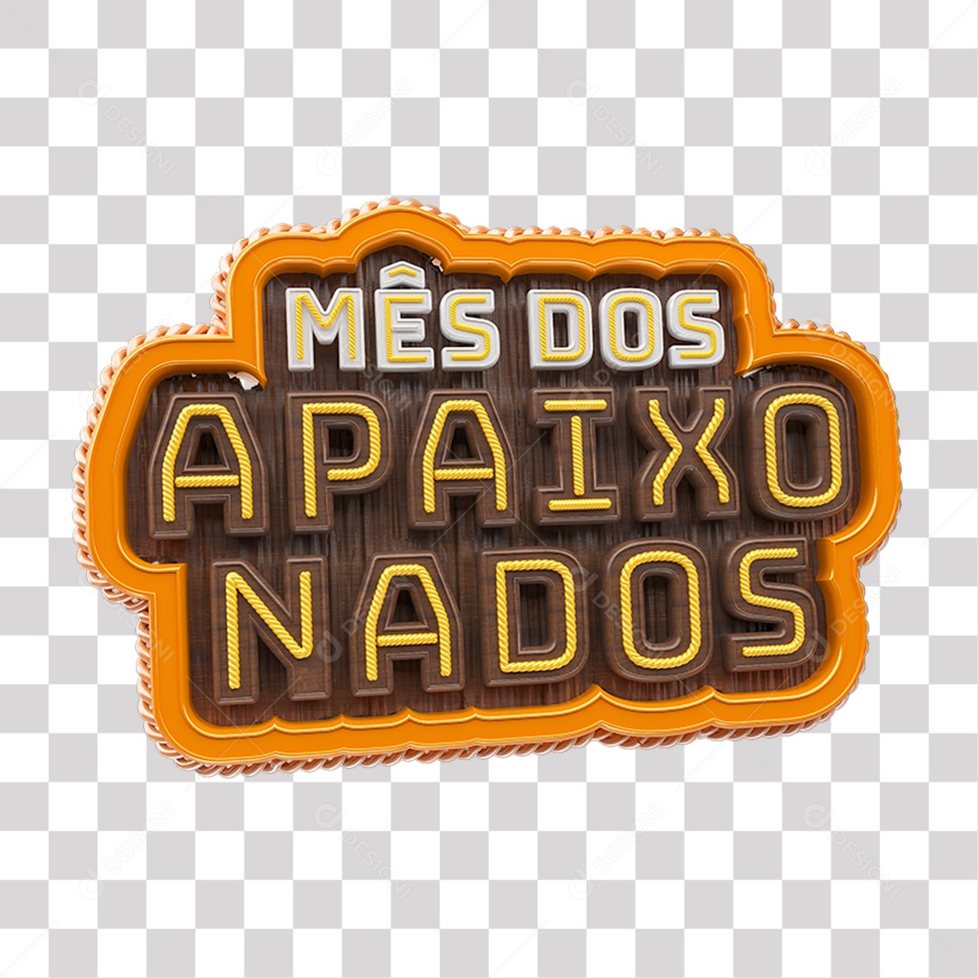 Selo 3D Mês dos Apaixonados Colorido para Composição PNG Transparente