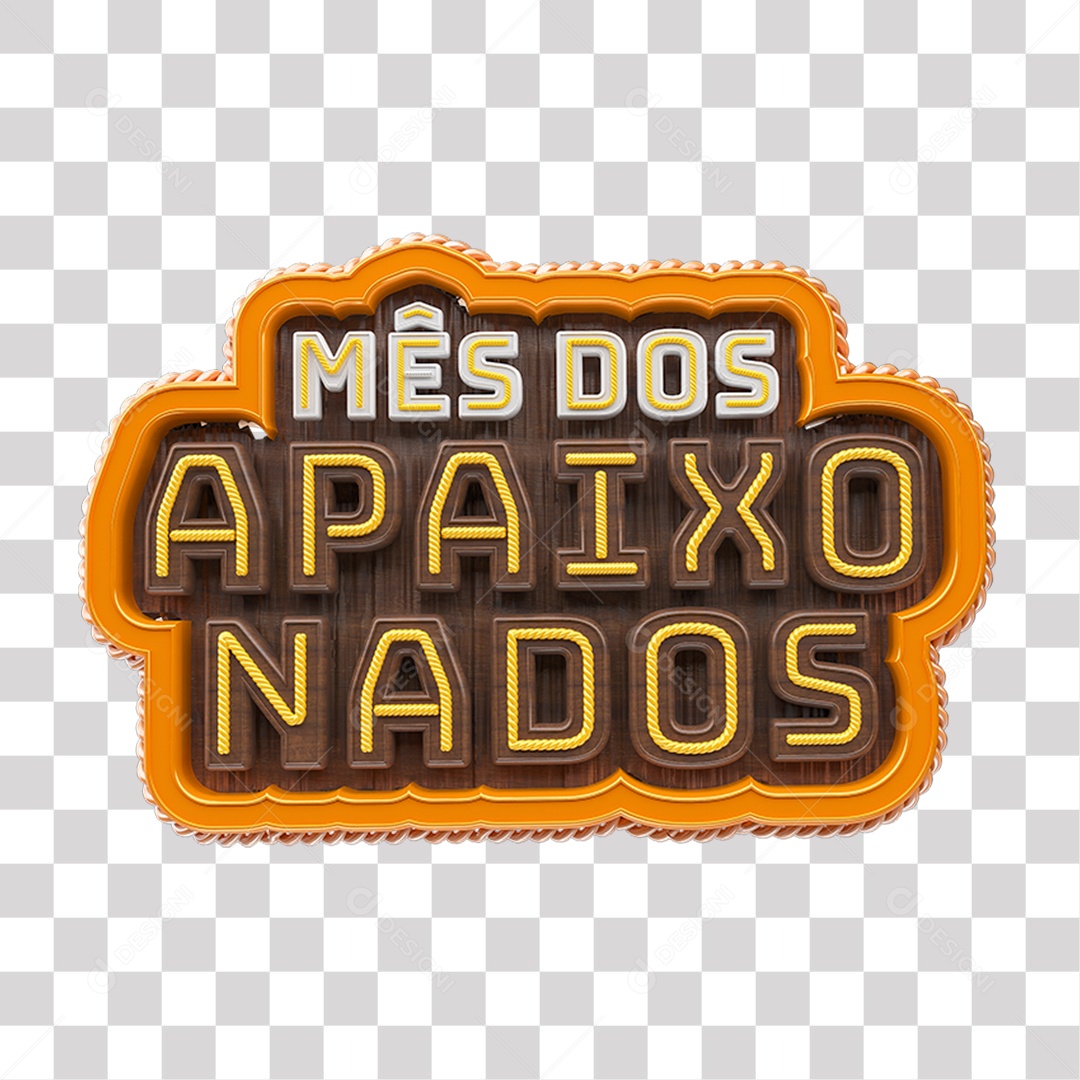 Mês dos Apaixonados Selo 3D Colorido para Composição PNG Transparente