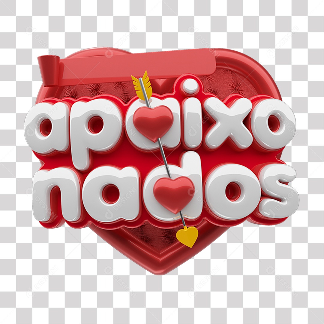 Apaixonados Selo 3D Vermelho e Branco para Composição PNG Transparente