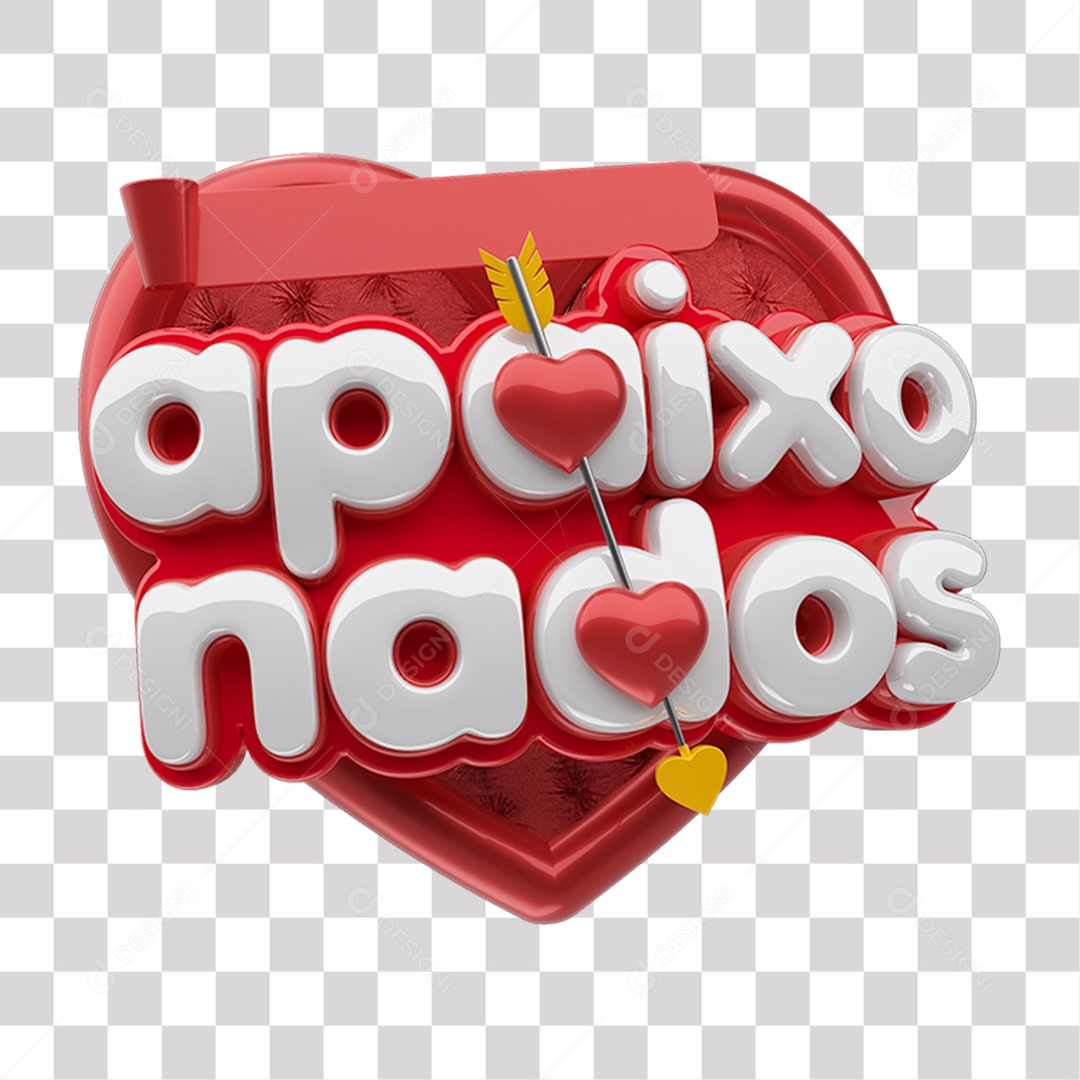 Selo 3D Apaixonados Vermelho e Branco para Composição PNG Transparente