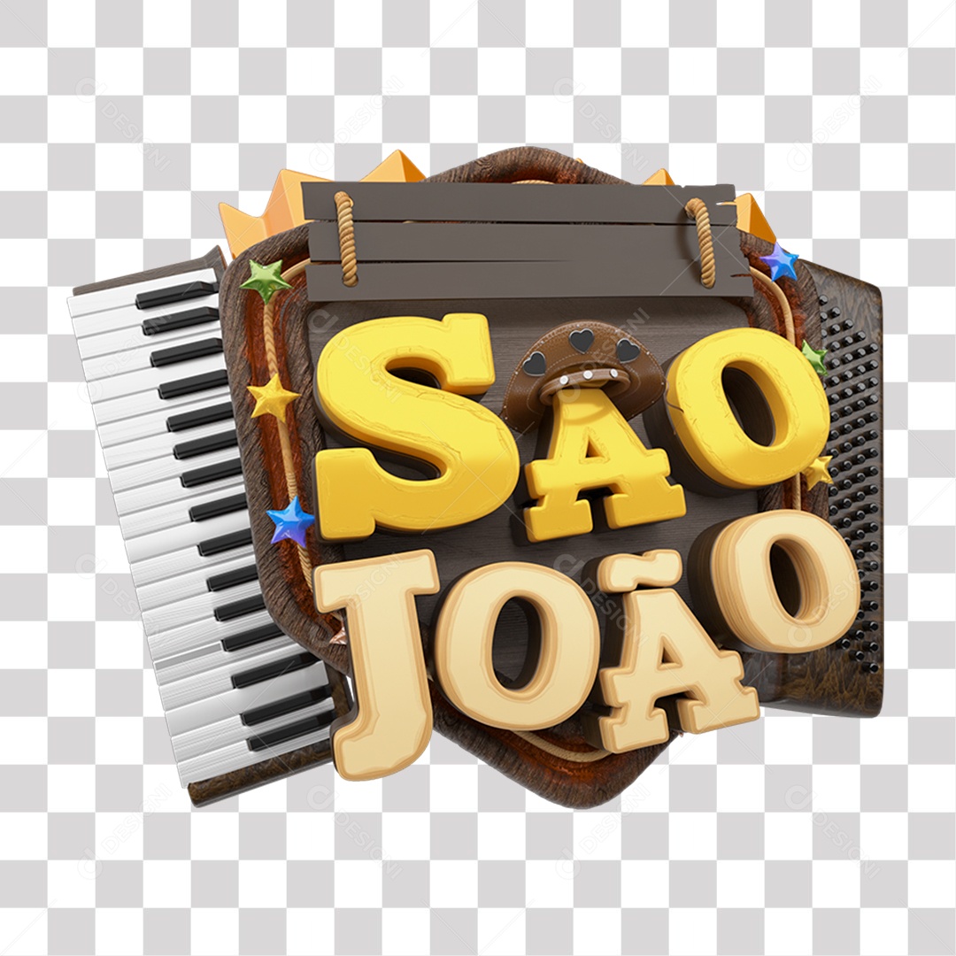 São João Selo 3D para Composição PNG Transparente