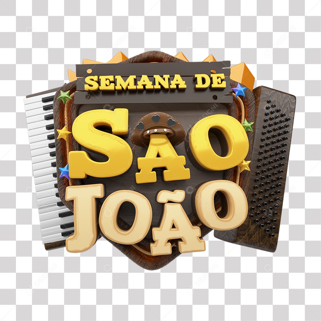 Semana de São João Selo 3D para Composição PNG Transparente