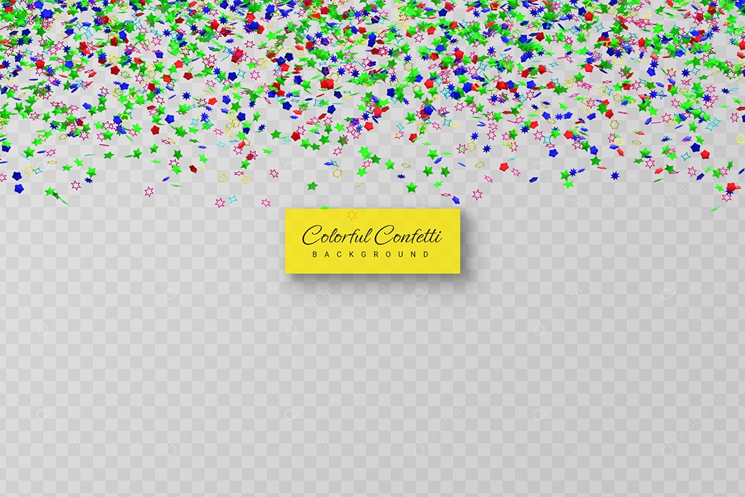 Confete Verde Azul e Vermelho Elemento 3D para Composição PSD