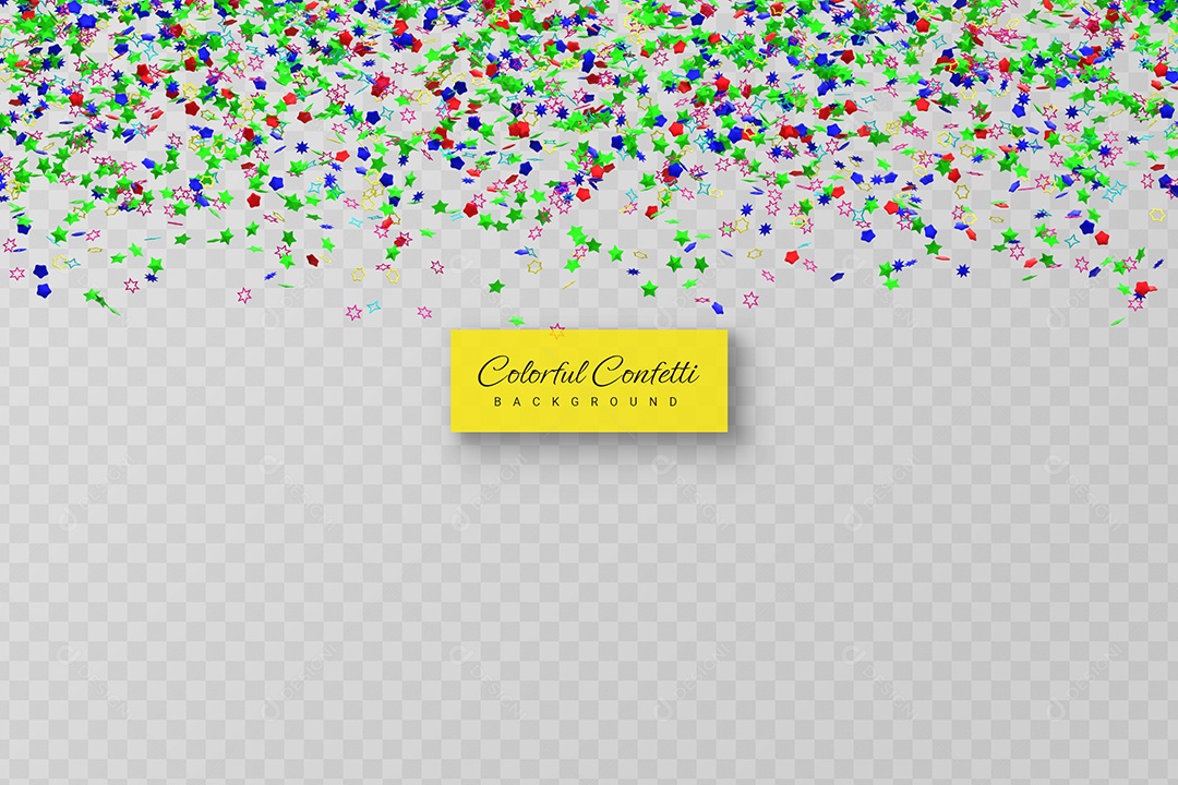 Confete de Festa Colorido Elemento 3D para Composição PSD