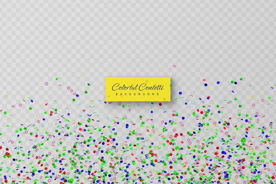 Confete Elemento 3D Colorido para Composição PSD