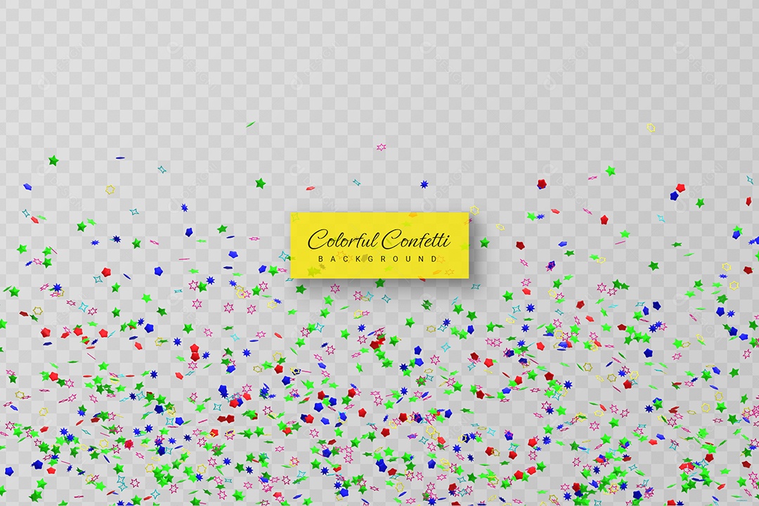 Confetes Elemento 3D Colorido para Composição PSD