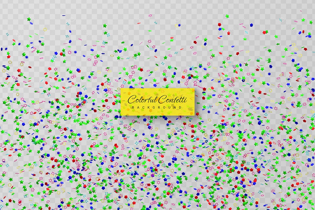 Confete Colorido Elemento 3D Azul Verde Vermelho para Composição PSD