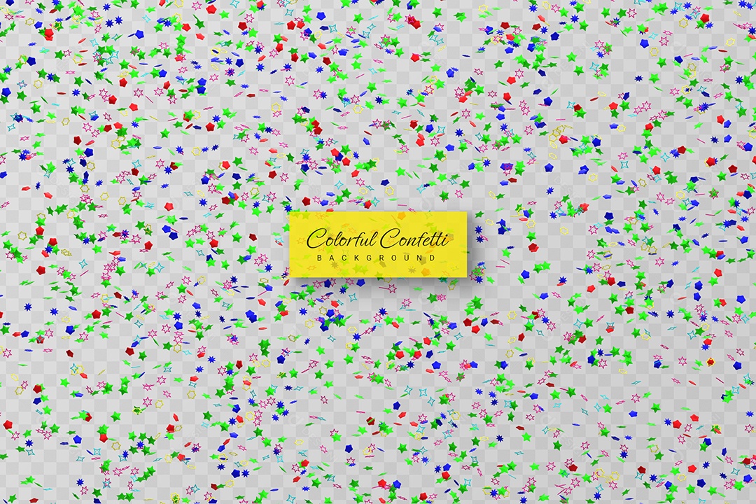 Confete Elemento 3D Colorido para Composição PSD