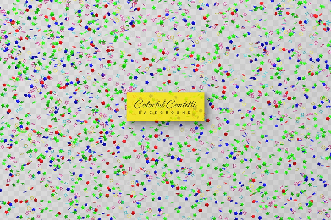 Confete Decorativo Colorido Elemento 3D para Composição PSD
