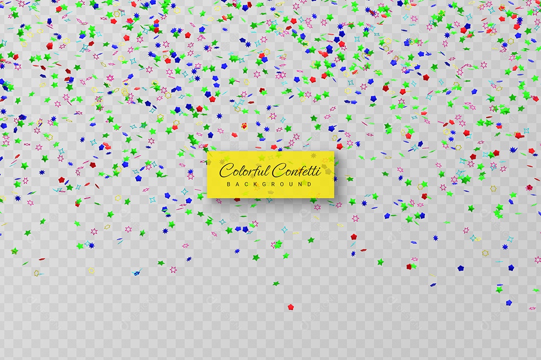 Enfeite Confete Colorido Elemento 3D para Composição PSD