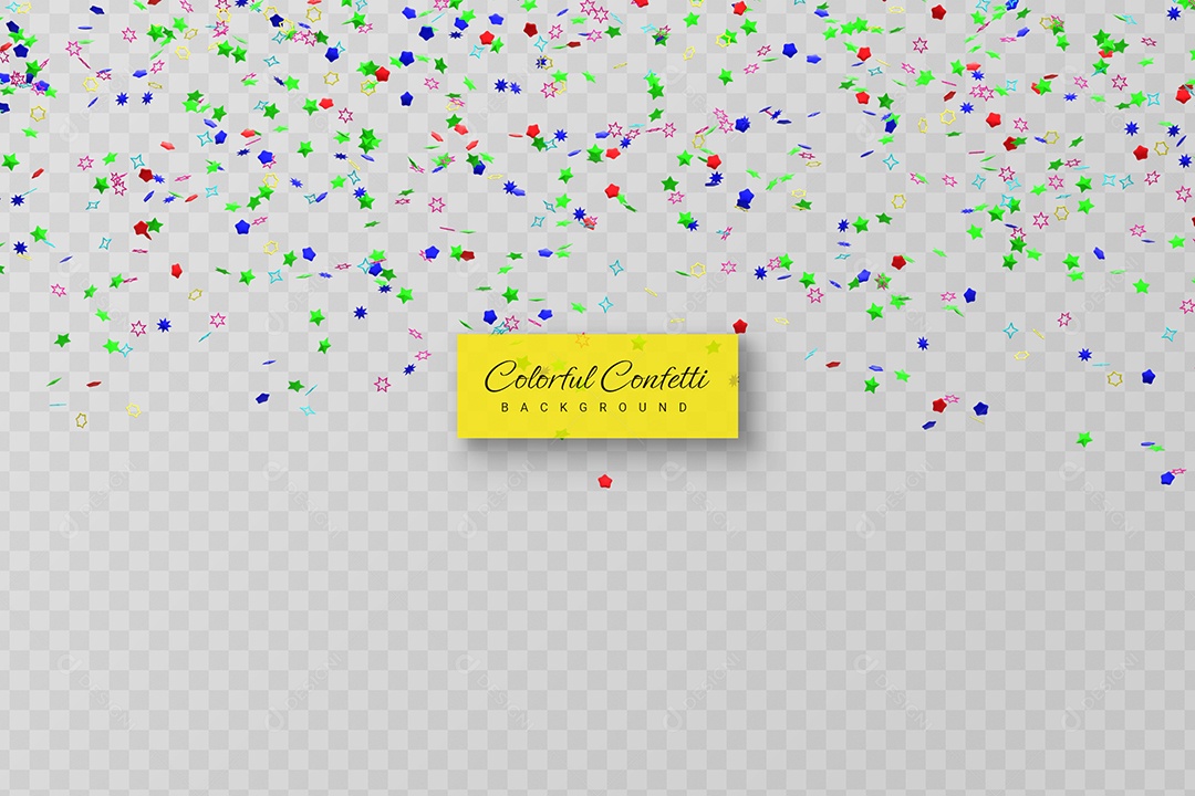 Confete Enfeite Colorido Elemento 3D para Composição PSD