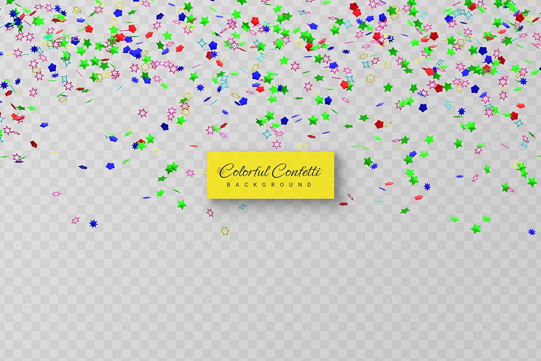 Confete Enfeite Elemento 3D Colorido para Composição PSD