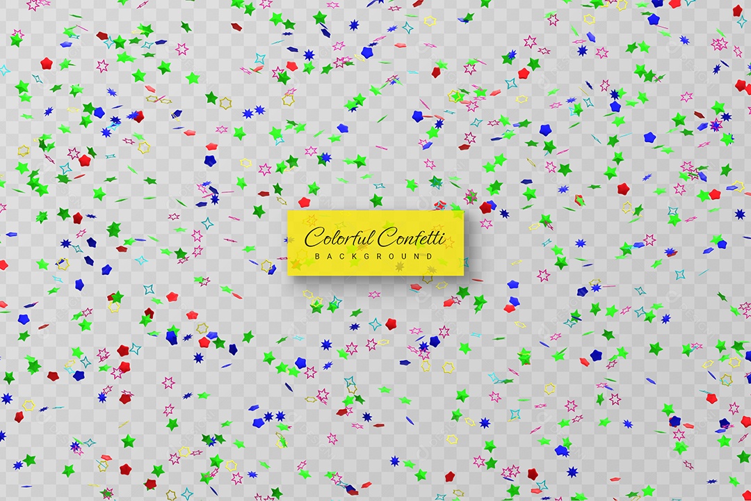 Confete Azul Vermelho e Verde Elemento 3D para Composição PSD