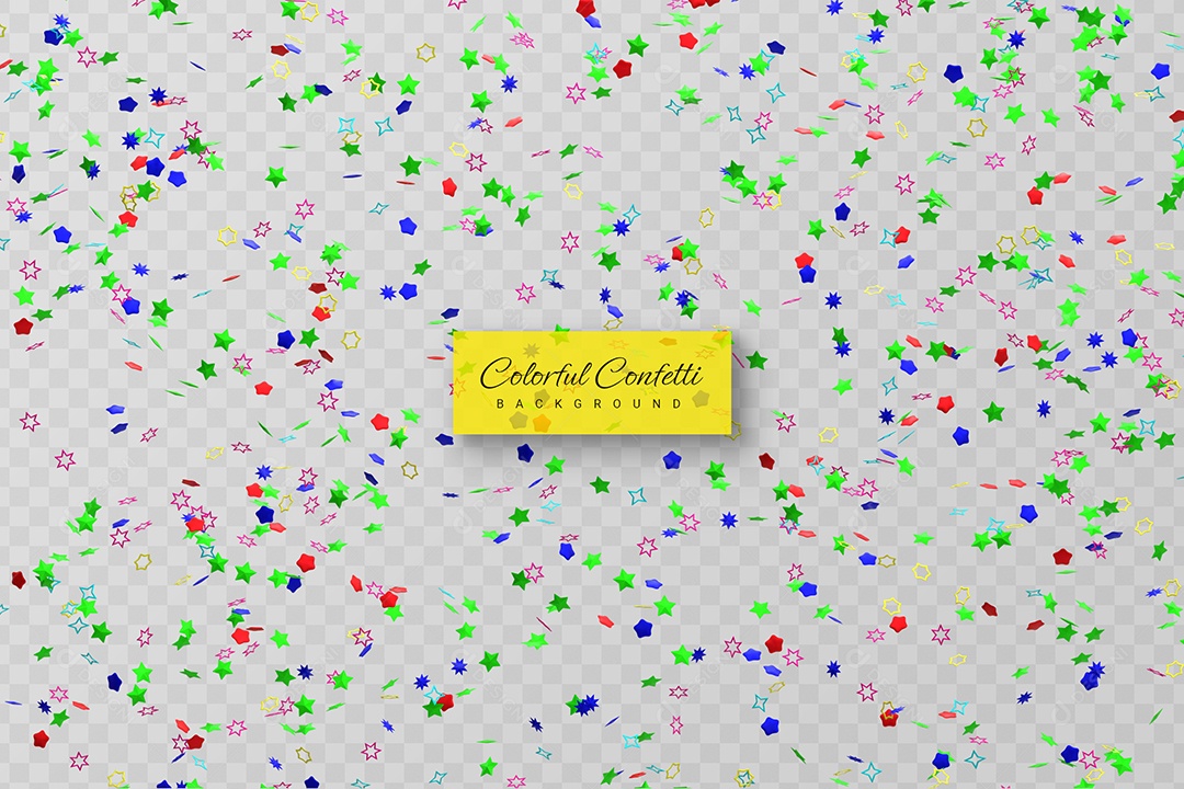 Confete Colorido Elemento 3D Verde Azul e Vermelho para Composição PSD