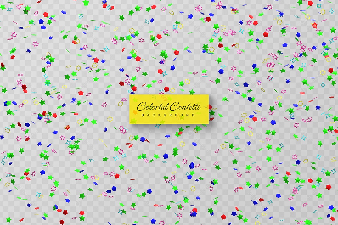 Confete de Festa Elemento 3D Colorido para Composição PSD