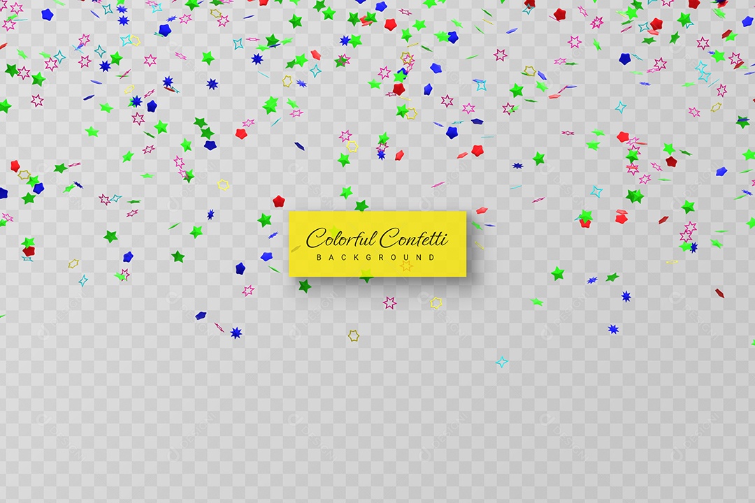 Confete Elemento 3D Colorido para Composição PSD
