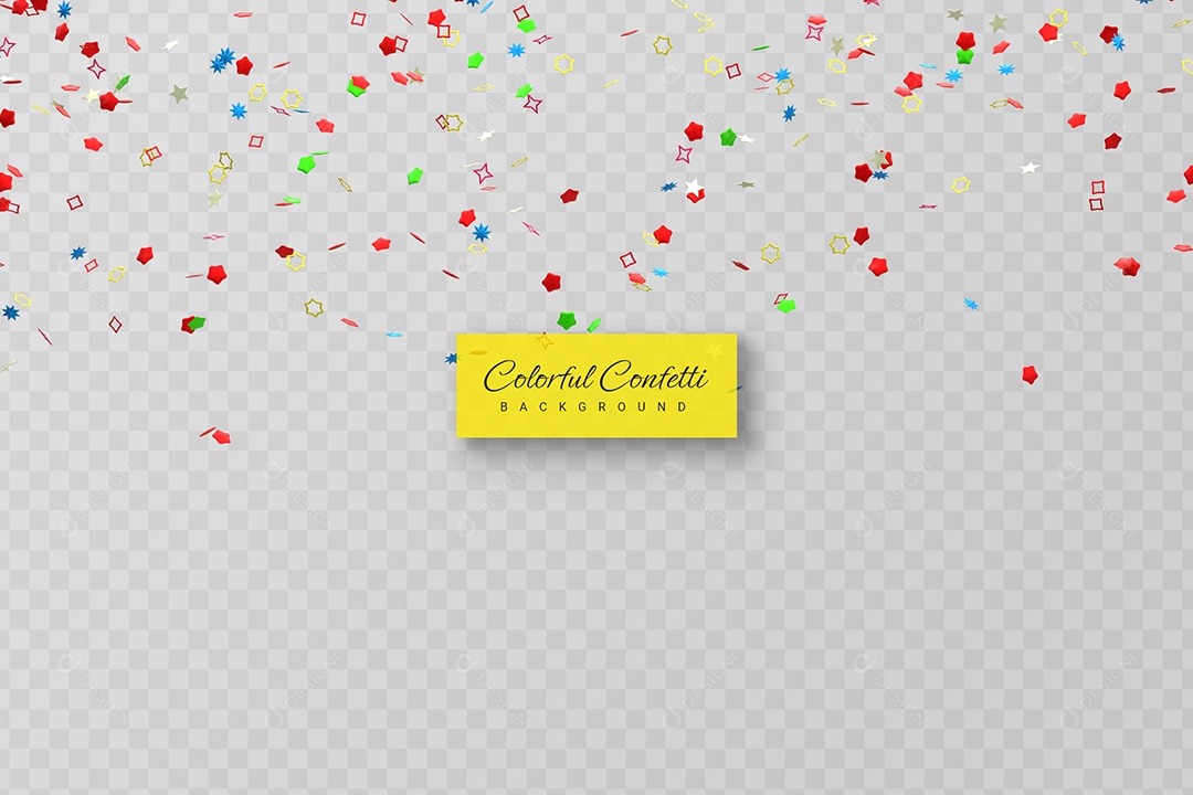 Confete Enfeite Elemento 3D Colorido para Composição PSD