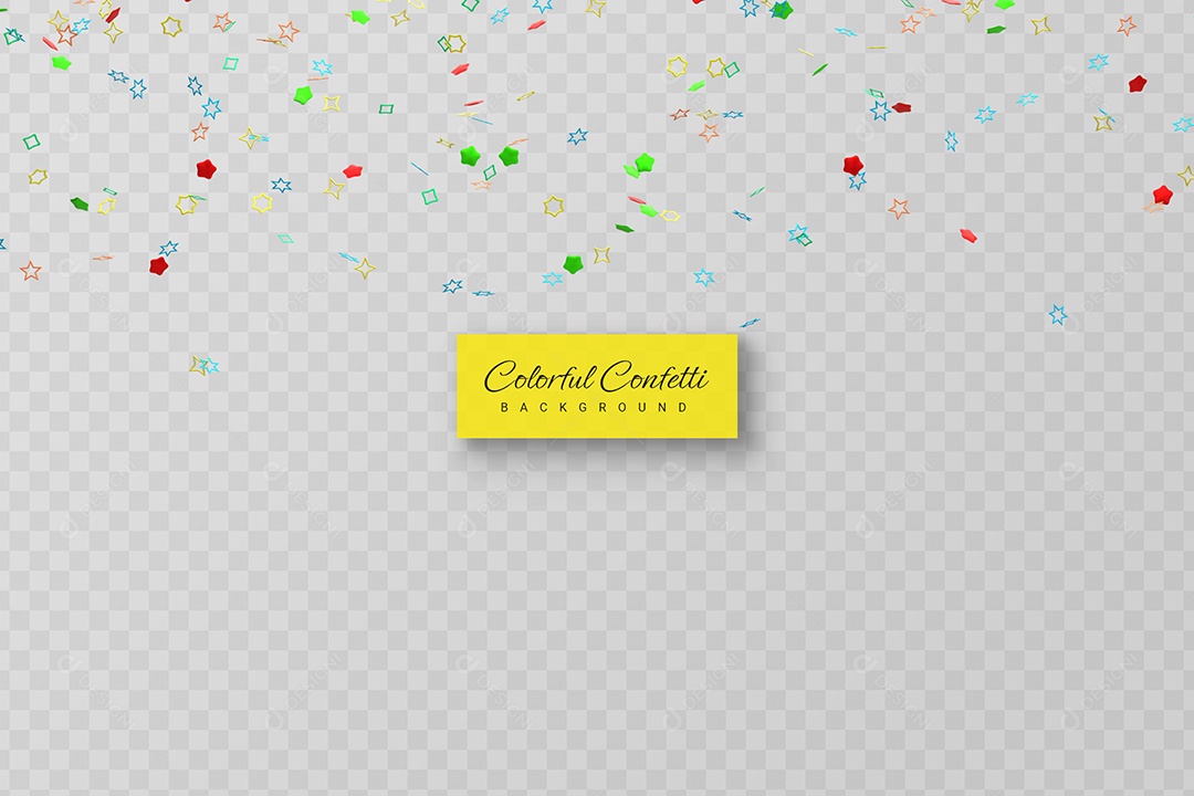 Confete Azul Verde e Vermelho Elemento 3D para Composição PSD