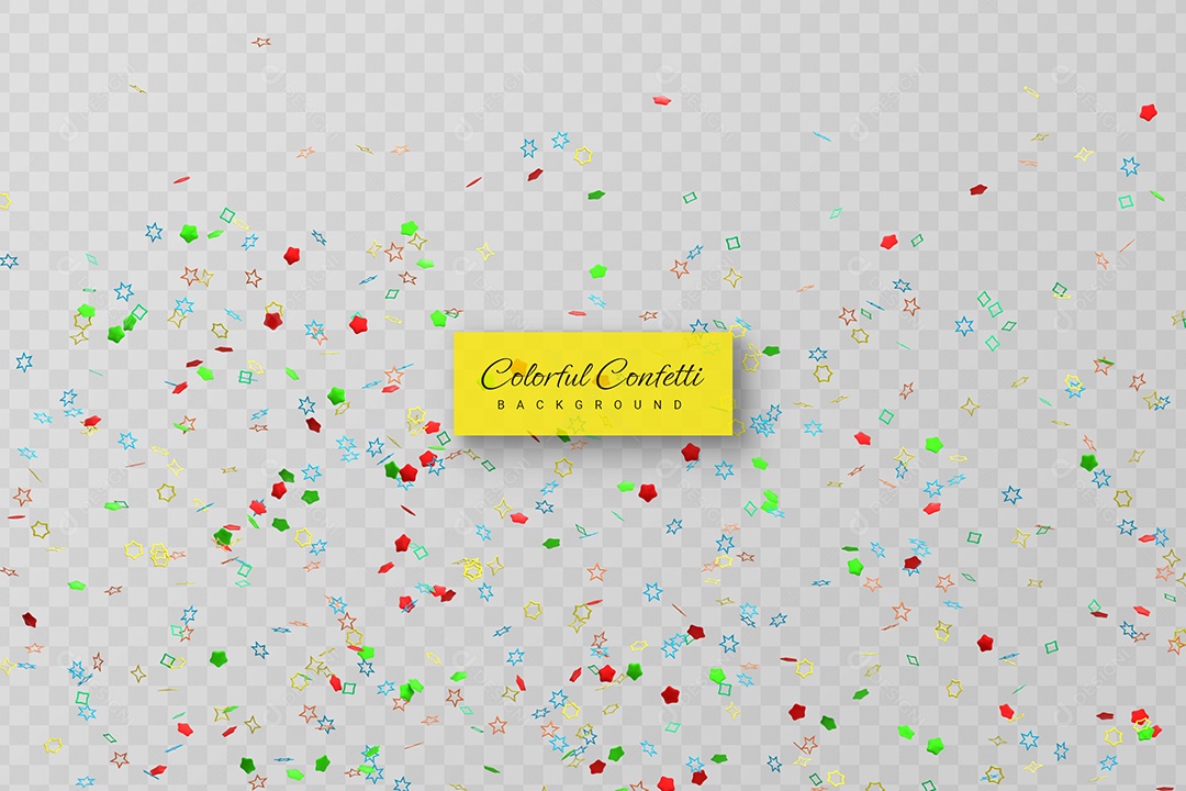 Confete Colorido Elemento 3D Azul Vermelho Verde para Composição PSD