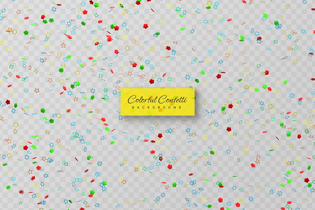 Confete Enfeite Colorido Elemento 3D para Composição PSD