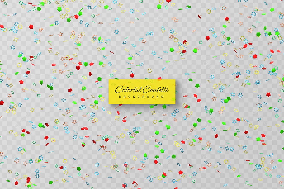 Confete Decoração Colorido Elemento 3D para Composição PSD