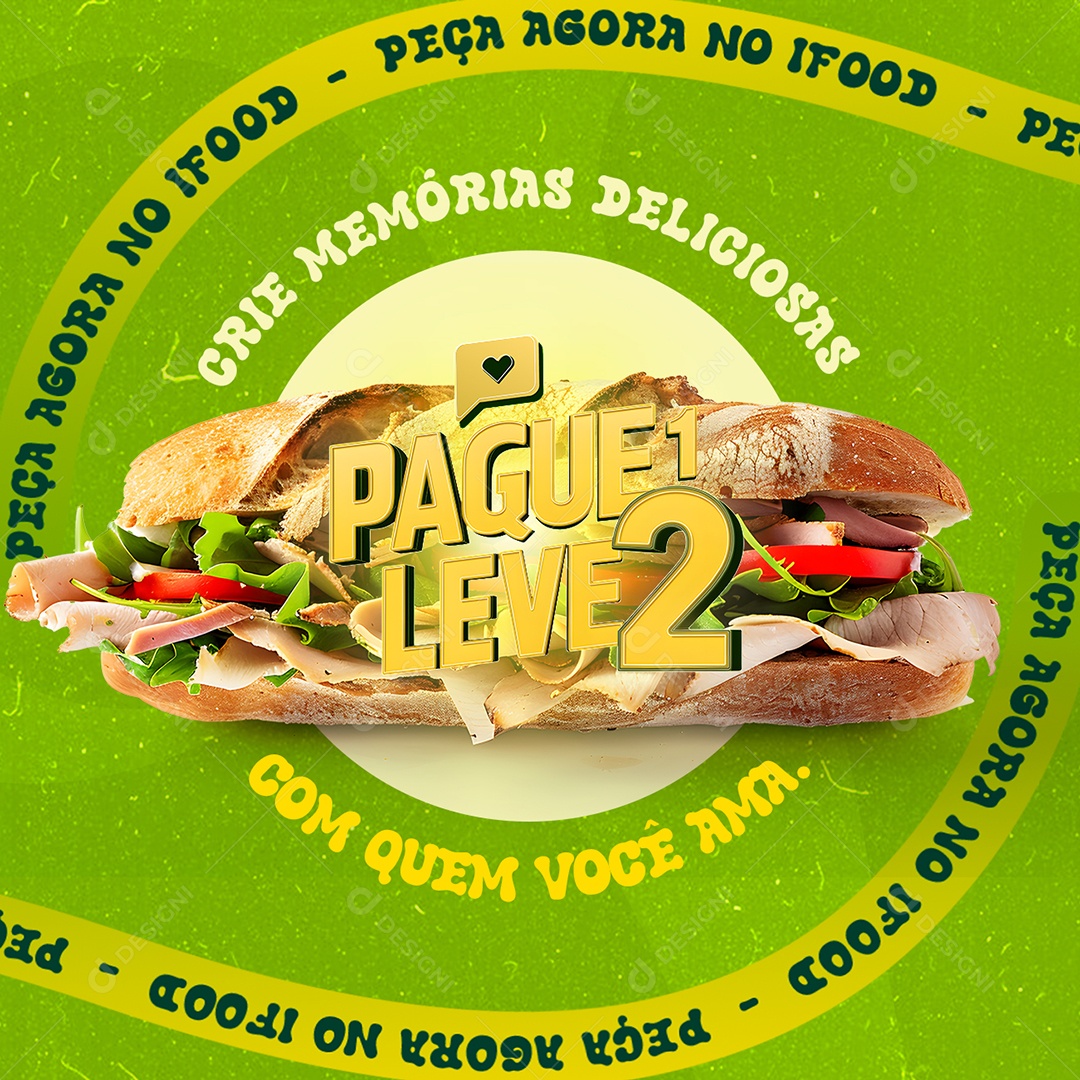 Lanchonete Crie Memórias Deliciosas Pague 1 Leve 2 Social Media PSD Editável