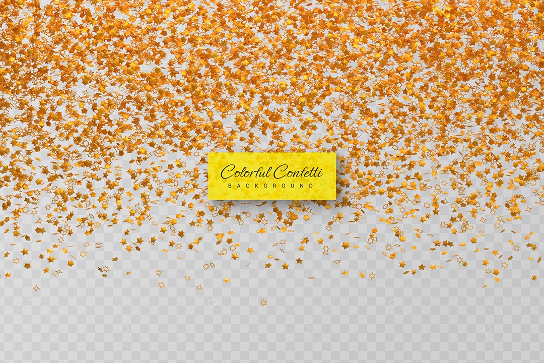 Confete Dourado de Festa Elemento 3D para Composição PSD