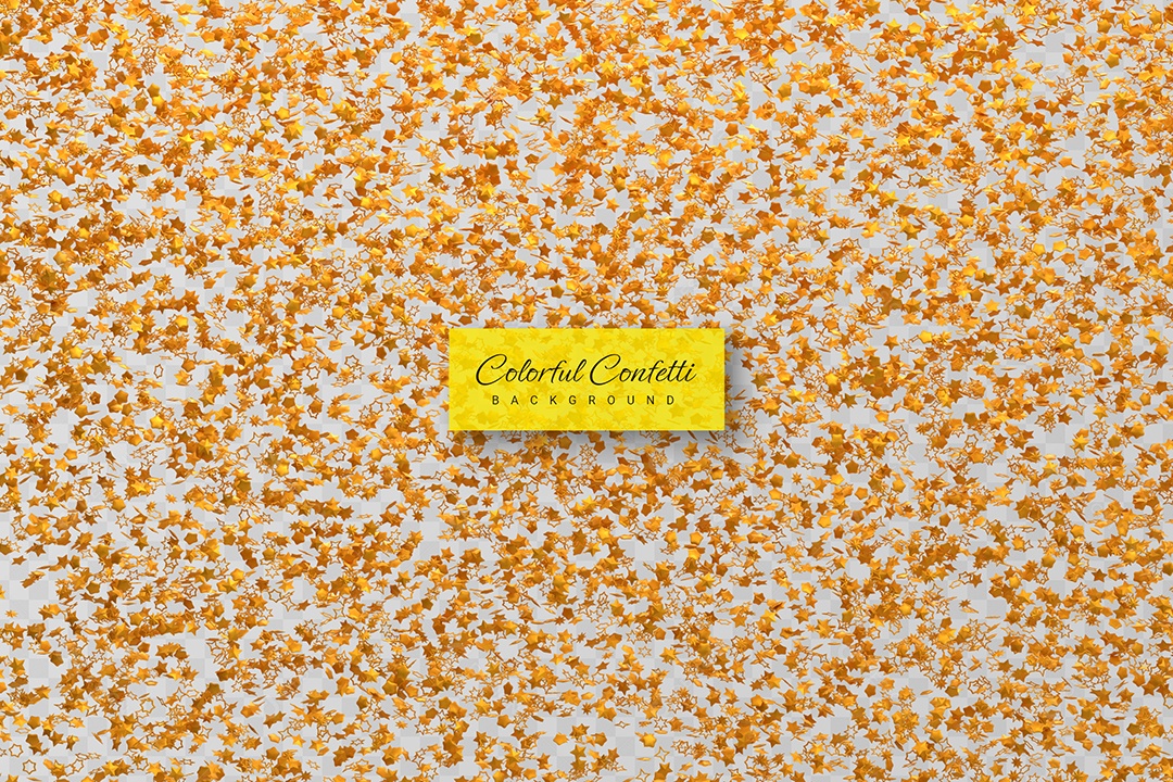 Confete de Estrelinhas Douradas Elemento 3D para Composição PSD