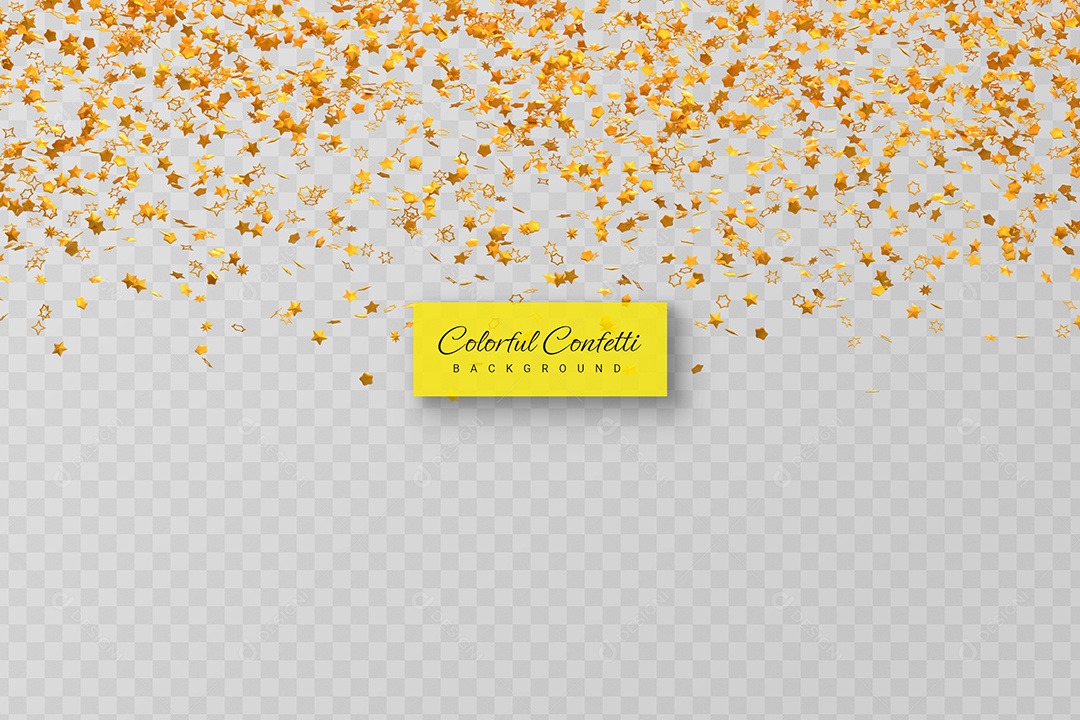 Enfeite de Festa Dourado Elemento 3D de Confete para Composição PSD