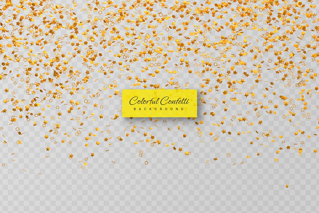 Confete Dourado Enfeite Elemento 3D para Composição PSD