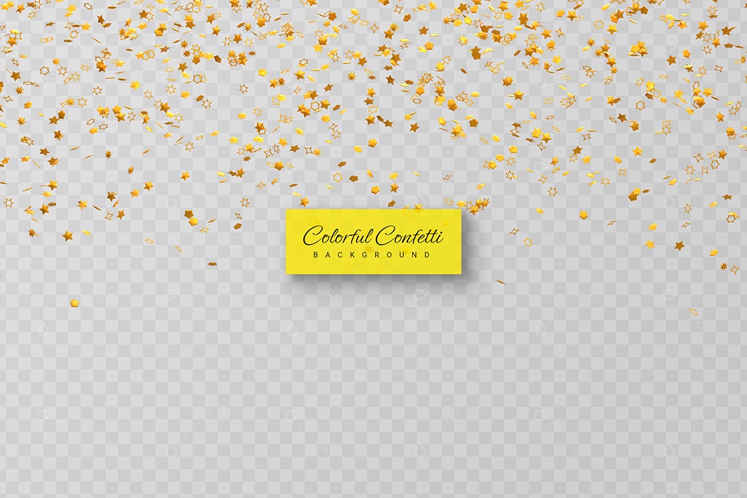 Confete Enfeite Elemento 3D Dourado para Composição PSD