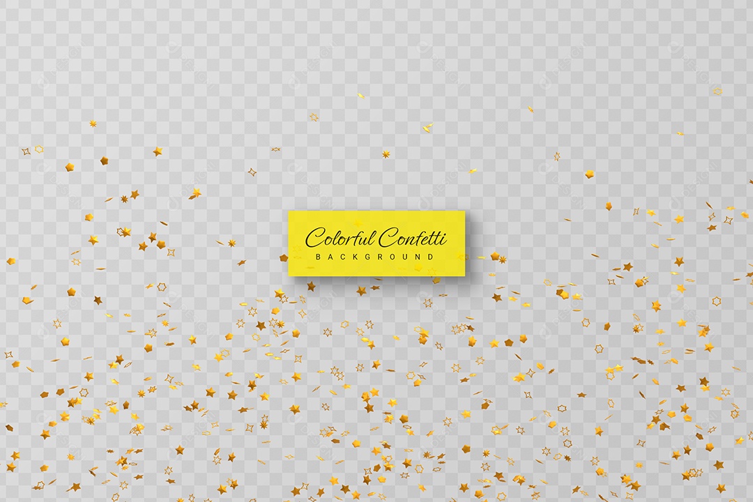 Confetes Elemento 3D Dourado para Composição PSD