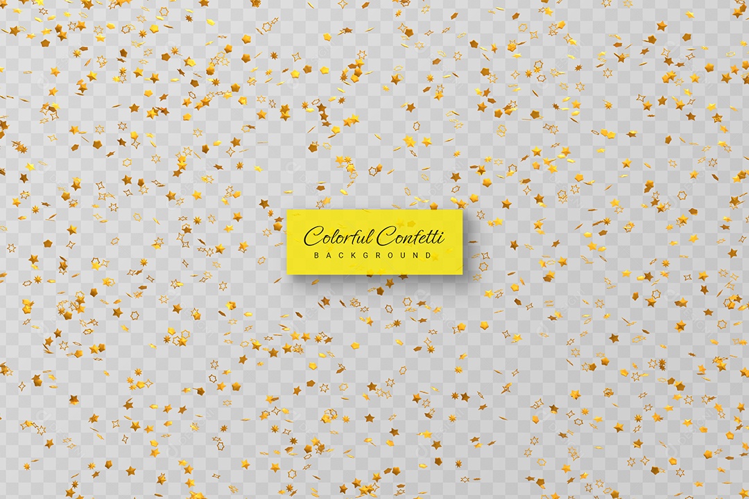 Confete Enfeite Dourado Elemento 3D para Composição PSD