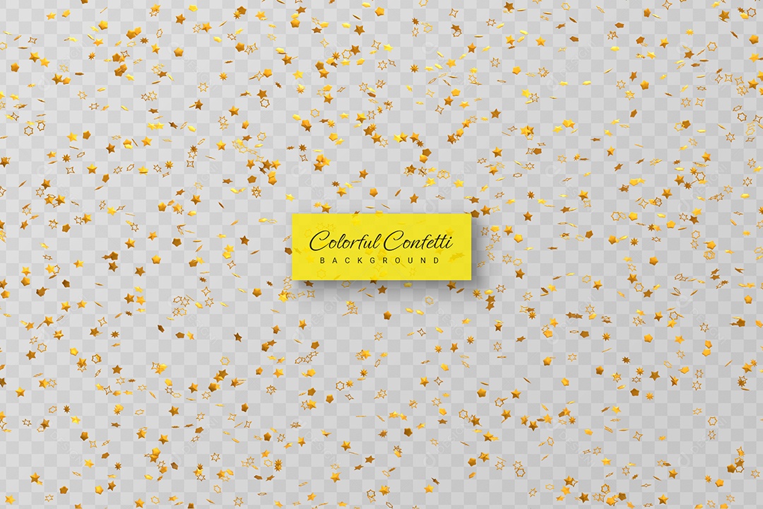 Confete Elemento 3D Dourado para Composição PSD