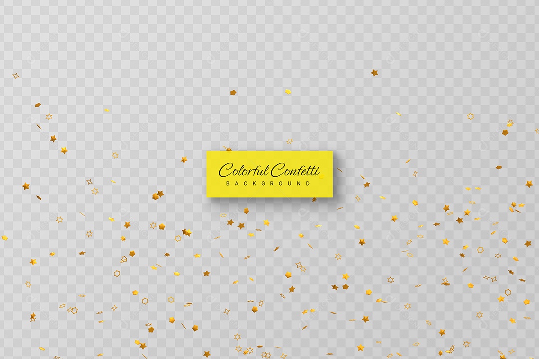 Confete Decoração Elemento 3D Dourado para Composição PSD