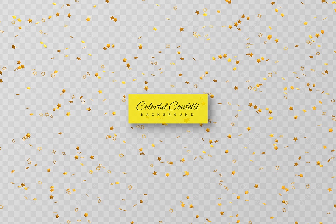 Confete Dourado Enfeite Elemento 3D para Composição PSD