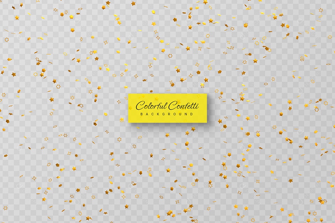 Confete Elemento 3D Dourado para Composição PSD