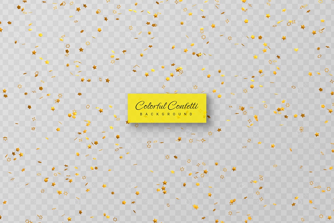 Confete Dourado Elemento 3D para Composição PSD
