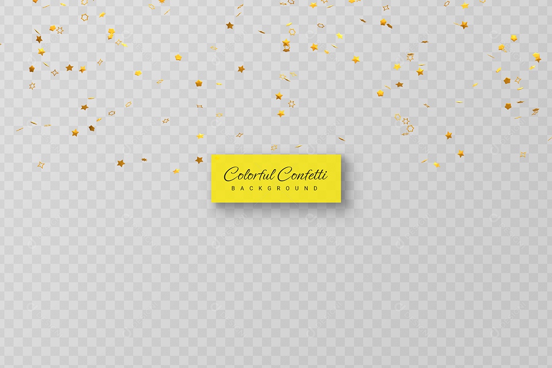 Confete Dourado Decoração Elemento 3D para Composição PSD