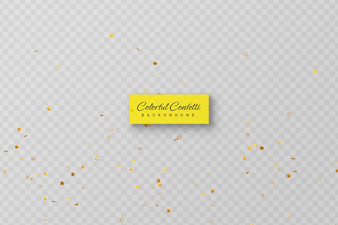 Confete de Estrelas Dourado Elemento 3D para Composição PSD