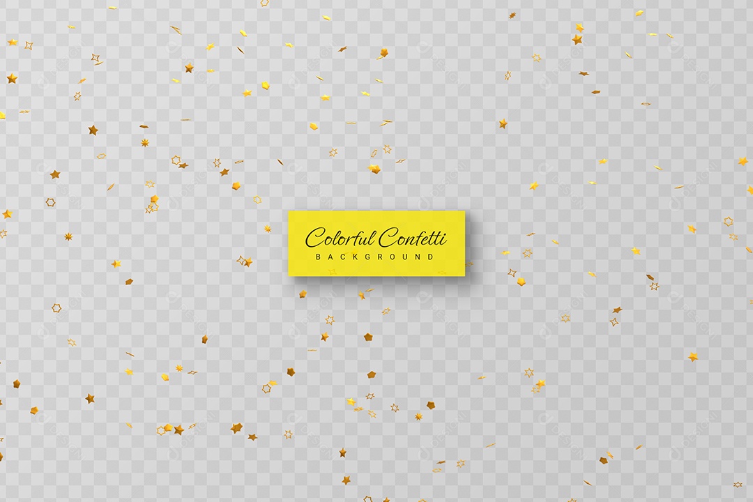 Confete Dourado Decorativo Elemento 3D para Composição PSD