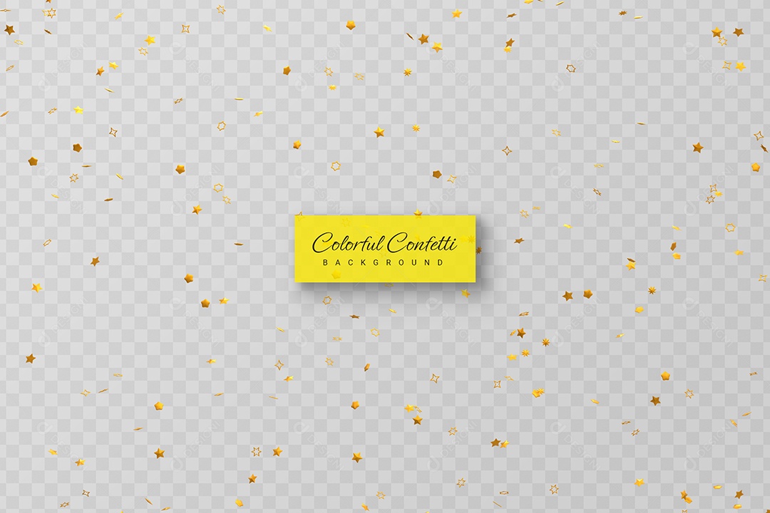 Confete Dourado Decoração Elemento 3D para Composição PSD