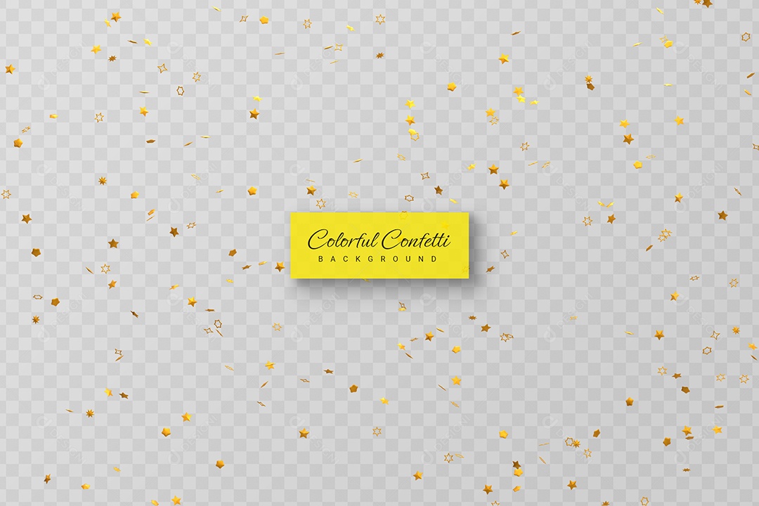 Confete de Festa Elemento 3D Dourado para Composição PSD