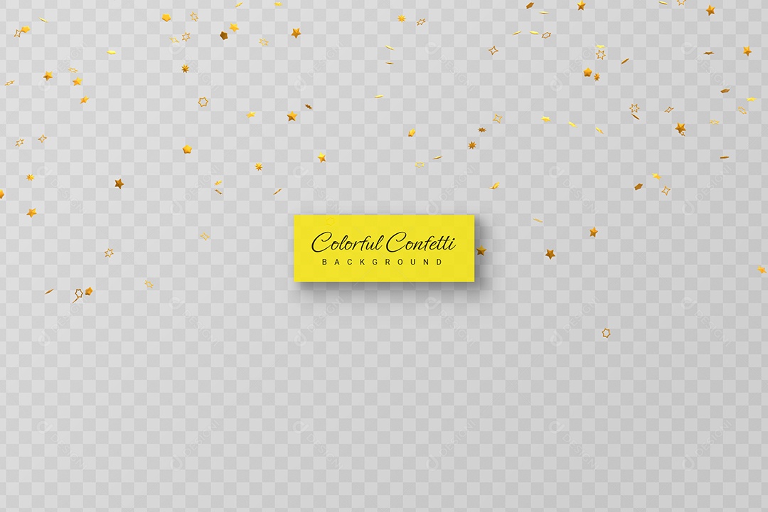 Confete Decoração Dourado Elemento 3D para Composição PSD